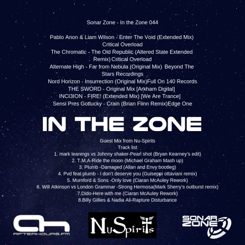 Sonar Zone - In the Zone 044 Pablo Anon &amp; Liam Wilson - Enter The Void (Extended Mix) Critical Overload The Chromatic - The Old Republic (Altered State Extended Remix) Critical Overload Alternate High - Far from (1)